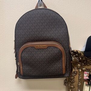 Michael Kors Dark Brown and Tan Backpack